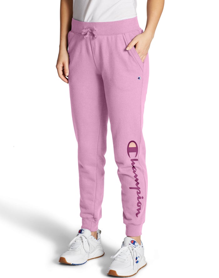 Champion Joggingbroek Dames - Roze - Powerblend Fleece Script Logo ( 275098-HEI )